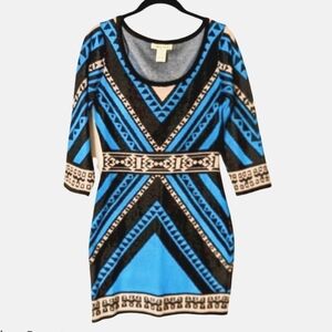 Flying Tomato Aztec Fitted Sweater Dress Sz. S Bodycon Anthropologie